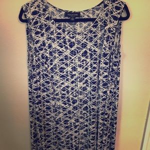 NWT..Sleeveless dress with jacket, navy & white.